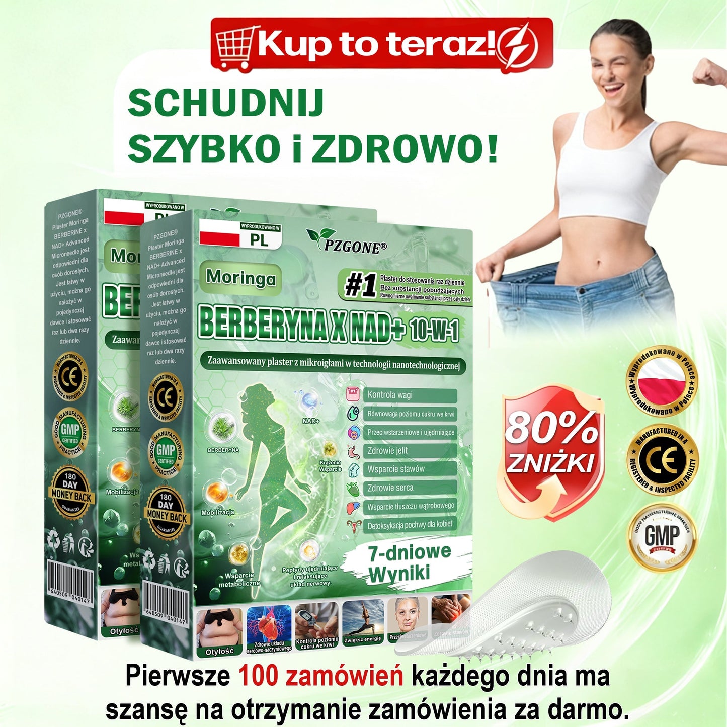 🔥👨‍⚕️Oficjalny sklep | 💯𝐏𝐙𝐆𝐎𝐍𝐄® Moringa·Berberyna×NAD+ 10-w-1 Plaster (Natychmiastowy efekt, widoczne rezultaty po 7 dniach) ✅ Stosowane w celu utraty wagi, poprawy zwiotczałej skóry, leczenia cukrzycy, bezdechu sennego i problemów ze stawami.